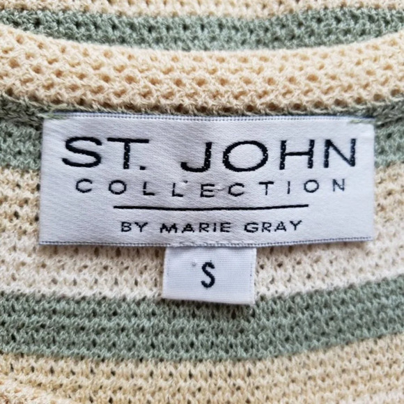 St John Vintage Yellow Green Striped Santana Sleeveless Sweater Tank Top - Picture 5 of 5